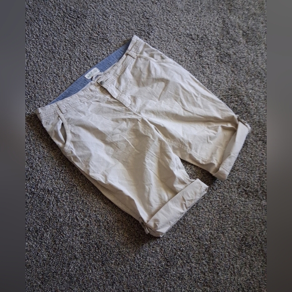 Woolrich Convertible Roll-up Bermuda Shorts Beige Stretchy Sz 12 Minimalist - Picture 2 of 6